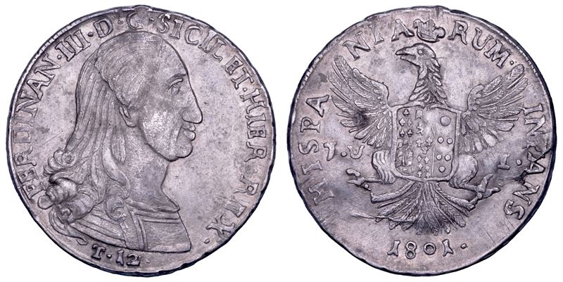 PALERMO. FERDINANDO III DI BORBONE, 1759-1816. 12 tarì 1801.  - Auction Numismatics - Cambi Casa d'Aste