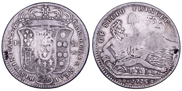 NAPOLI. CARLO DI BORBONE, 1734-1759. Mezza piastra da 60 grana 1735.