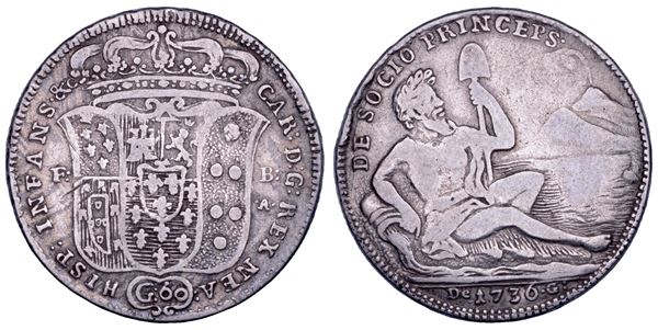 NAPOLI. CARLO DI BORBONE, 1734-1759. Mezza piastra da 60 grana 1736.