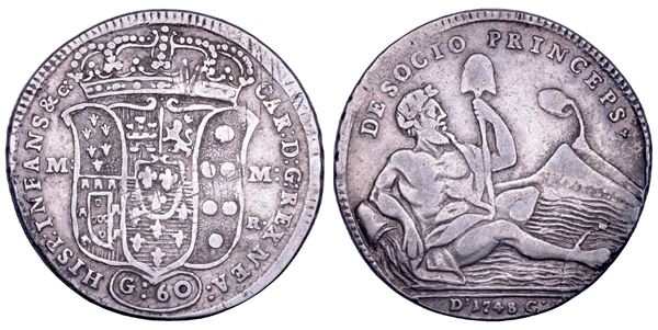 NAPOLI. CARLO DI BORBONE, 1734-1759. Mezza piastra da 60 grana 1748.