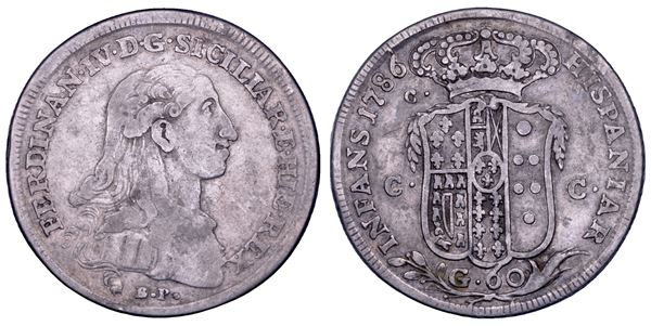 NAPOLI. FERDINANDO IV DI BORBONE, 1759-1799. I PERIODO. Mezza piastra da 60 grana 1786.