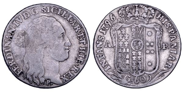 NAPOLI. FERDINANDO IV DI BORBONE, 1759-1799. Mezza piastra da 60 grana 1796.