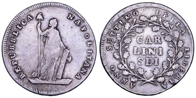 NAPOLI. REPUBBLICA NAPOLETANA 1799. Mezza piastra da 6 carlini A. VII.  - Asta Numismatica - Cambi Casa d'Aste