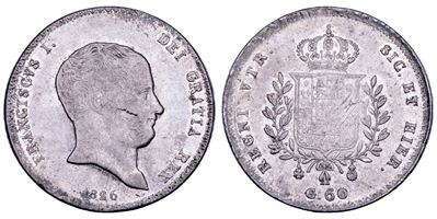 Francesco I di Borbone, Mezza piastra da 60 Grana (Napoli), 1826