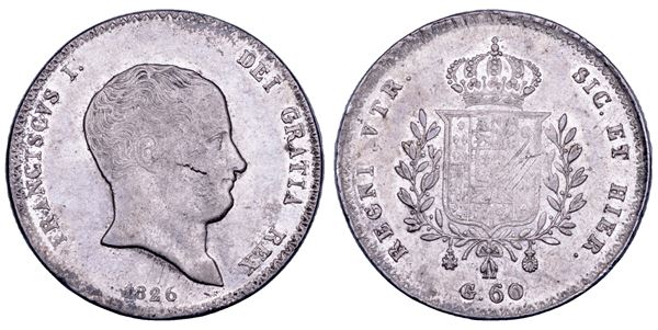 NAPOLI. FRANCESCO I DI BORBONE, 1825-1830. Mezza piastra da 60 Grana 1826.
