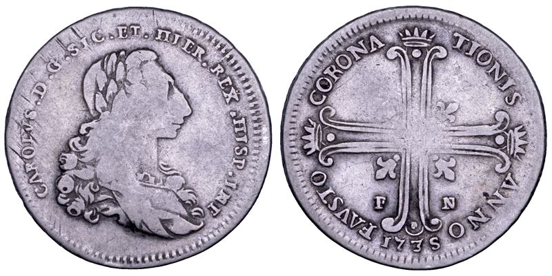 PALERMO. CARLO DI BORBONE, 1734-1759. 6 tarì 1735.  - Auction Numismatics - Cambi Casa d'Aste