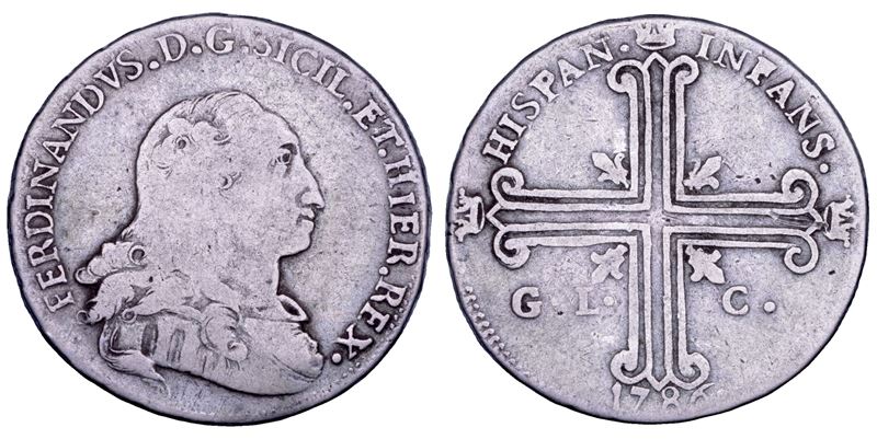 PALERMO. FERDINANDO III DI BORBONE, 1759-1816. 6 tarì 1786.  - Auction Numismatics - Cambi Casa d'Aste