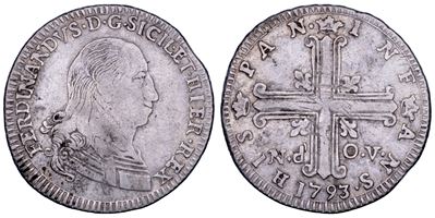 PALERMO, Ferdinando III di Borbone, 6 tarì, 1793