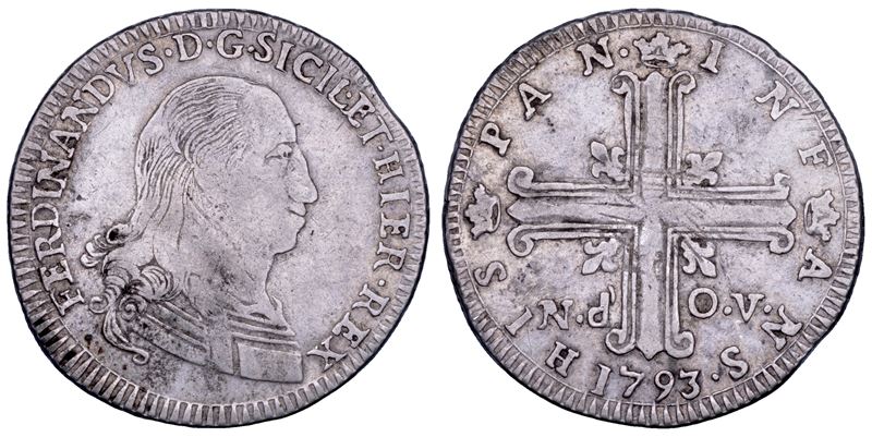 PALERMO. FERDINANDO III DI BORBONE, 1759-1816. 6 tarì 1793.  - Auction Numismatics - Cambi Casa d'Aste
