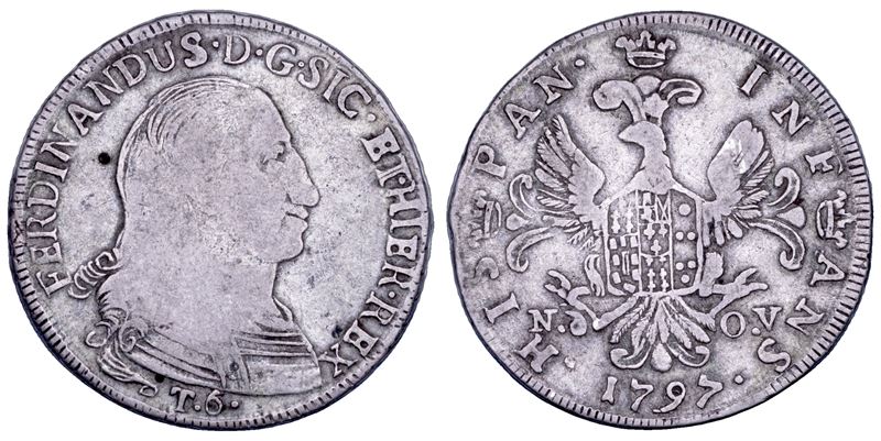 PALERMO. FERDINANDO III DI BORBONE, 1759-1816. 6 tarì 1797.  - Auction Numismatics - Cambi Casa d'Aste