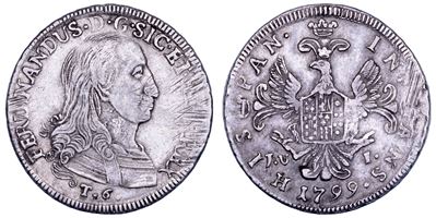 Ferdinando III di Borbone, 6 tarì 1799 (Palermo) — moneta d’argento