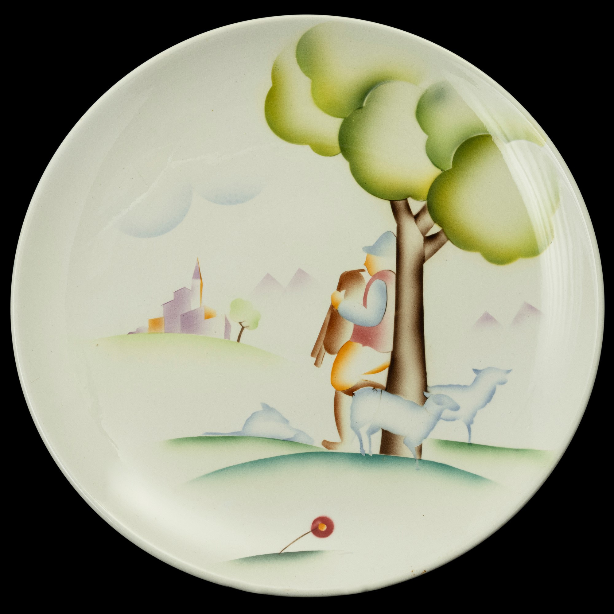 Galvani, Pordenone, piatti in ceramica a decorazione figurativa (coppia)