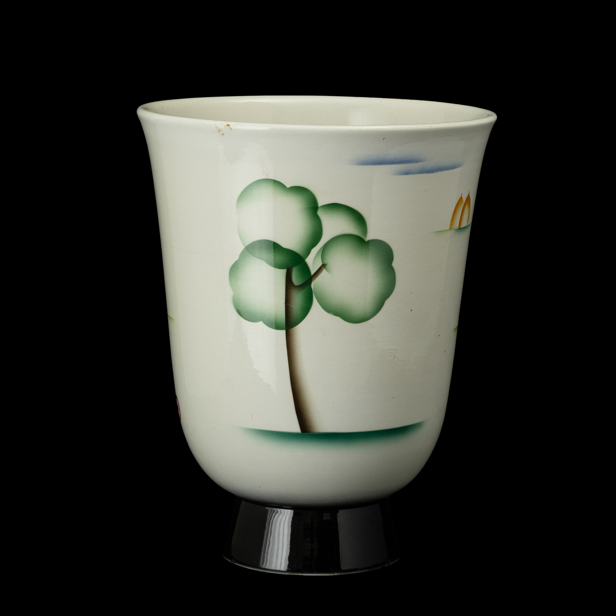 Galvani, Vaso a campana con paesaggio stilizzato, terracotta maiolicata (anni 1935 ca.)