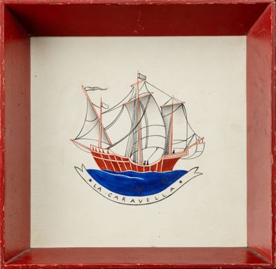 La Caravella, piastrella decorativa in terraglia policroma