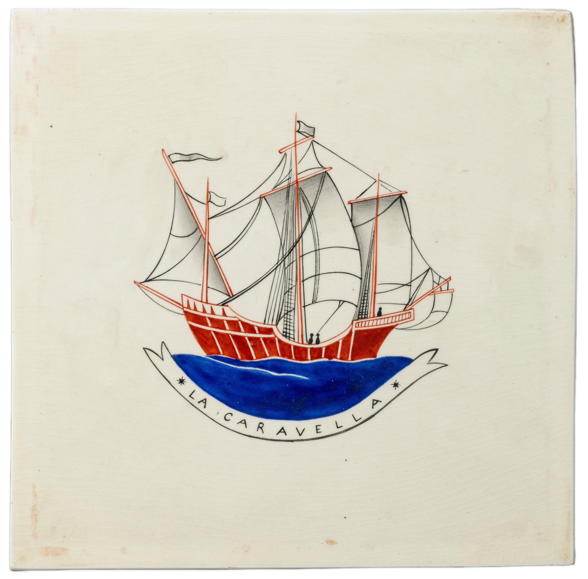 Giovanni Gariboldi - La Caravella, piastrella decorativa in terraglia policroma