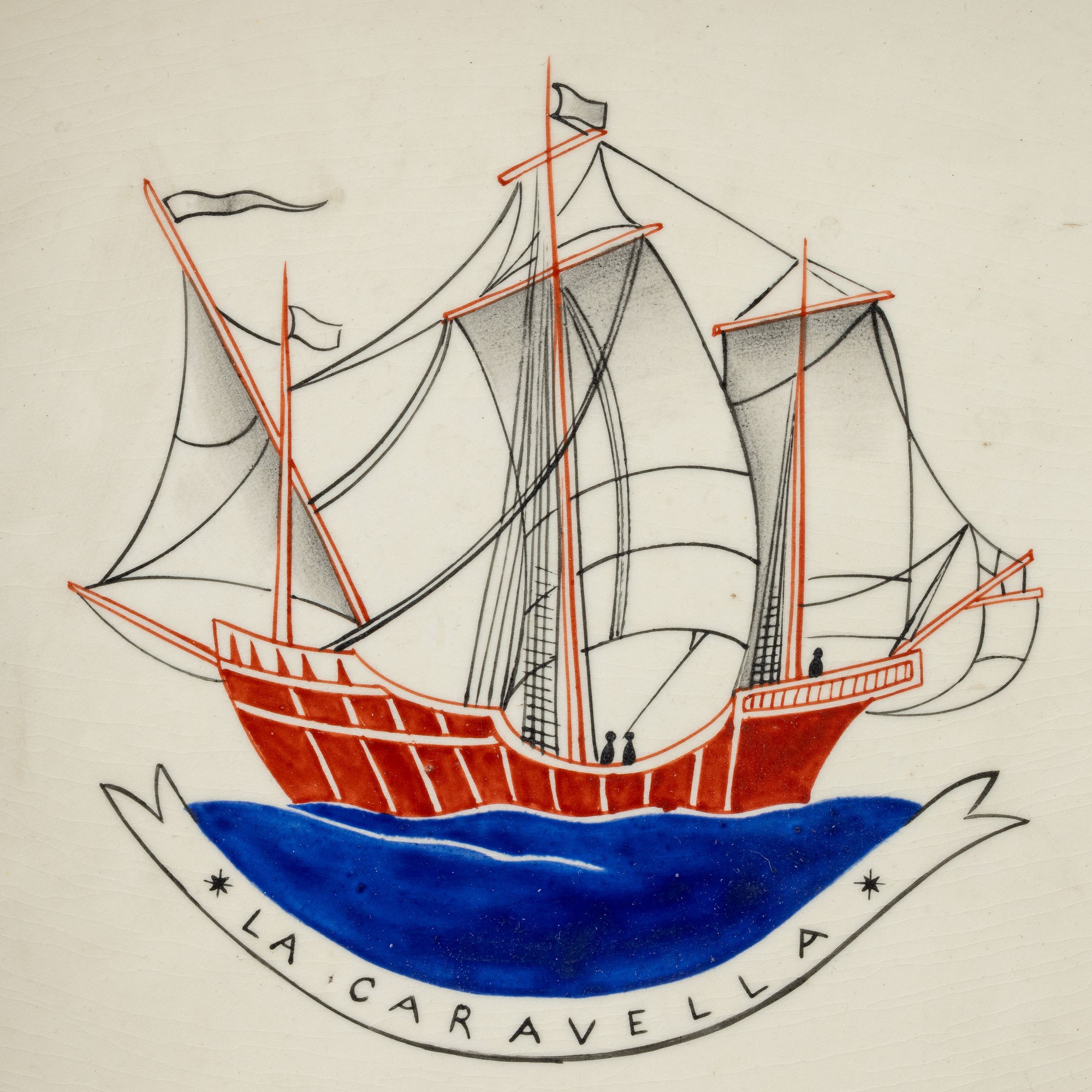 Giovanni Gariboldi - La Caravella, piastrella decorativa in terraglia policroma