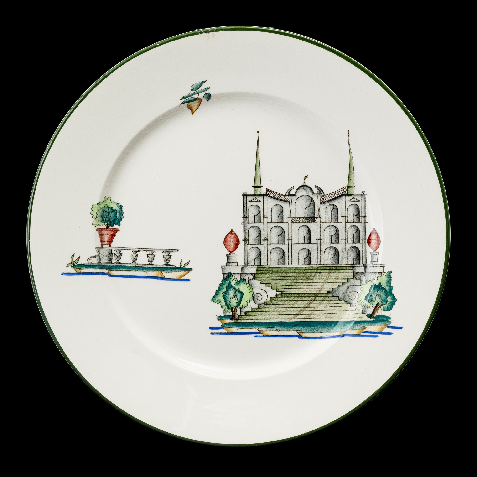 Guido Andloviz - Serie di sei piatti in terraglia con decoro del Lago Maggiore