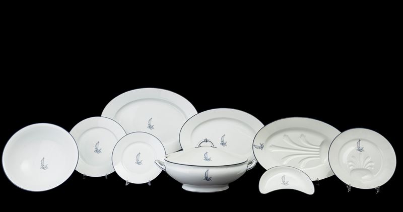 Gio Ponti - Pittoria di Doccia (Sesto Fiorentino), servizio di porcellana “Navicelle” con decoro ...