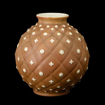 Vaso San Cristoforo, terraglia a colaggio con decoro a losanghe (Milano, ca. 1948)