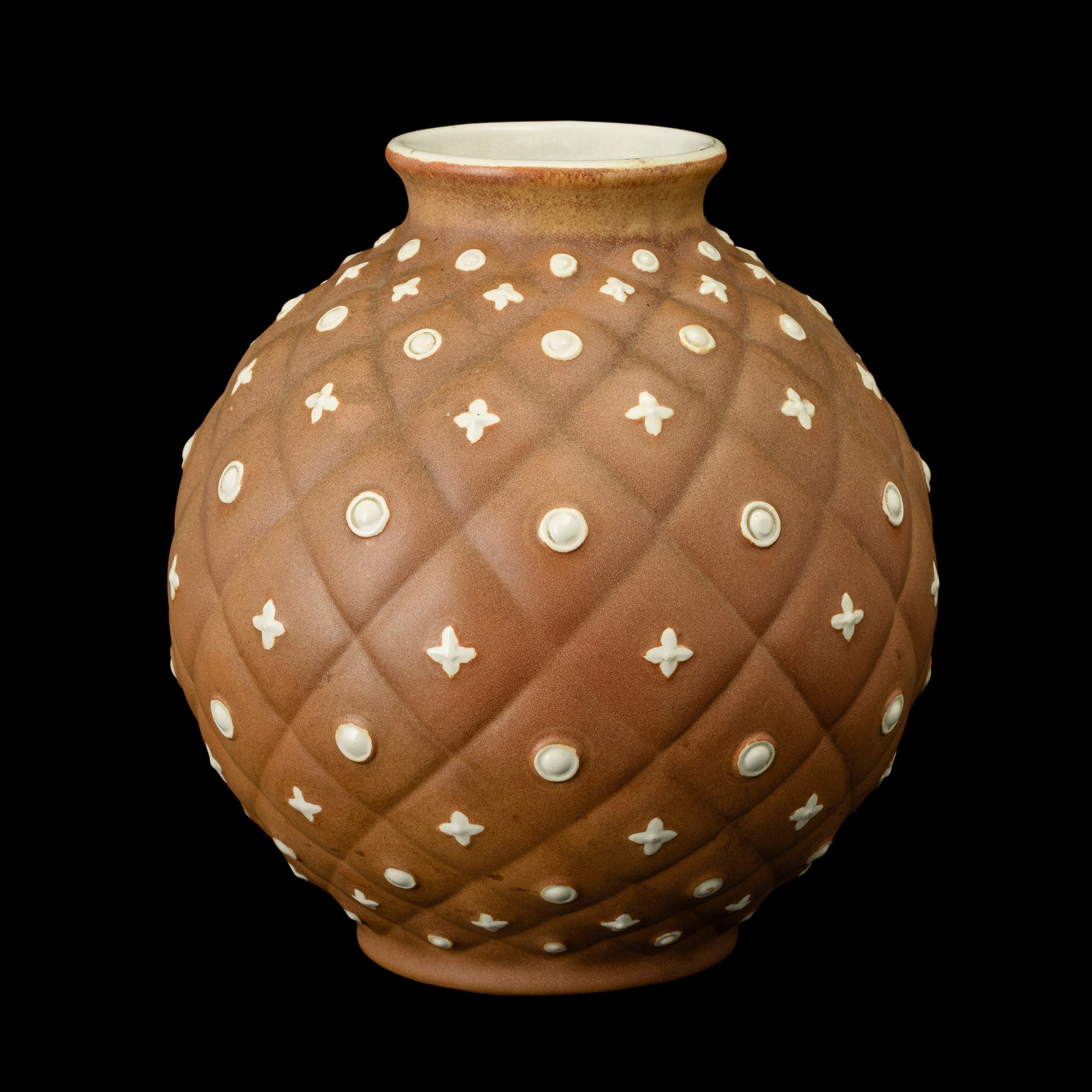 Giovanni Gariboldi - Vaso San Cristoforo, terraglia a colaggio con decoro a losanghe (Milano, ca....