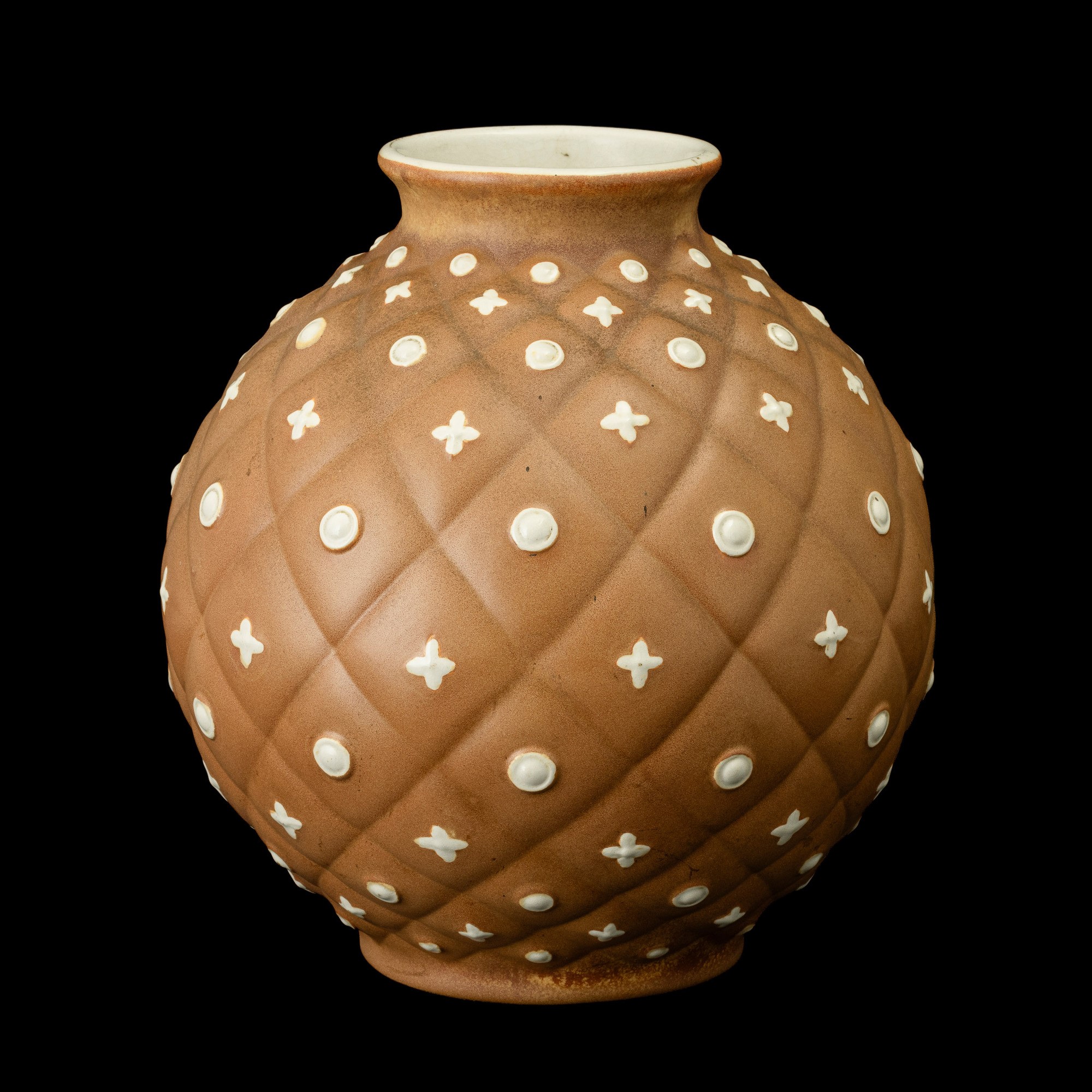 Giovanni Gariboldi - Vaso San Cristoforo, terraglia a colaggio con decoro a losanghe (Milano, ca....