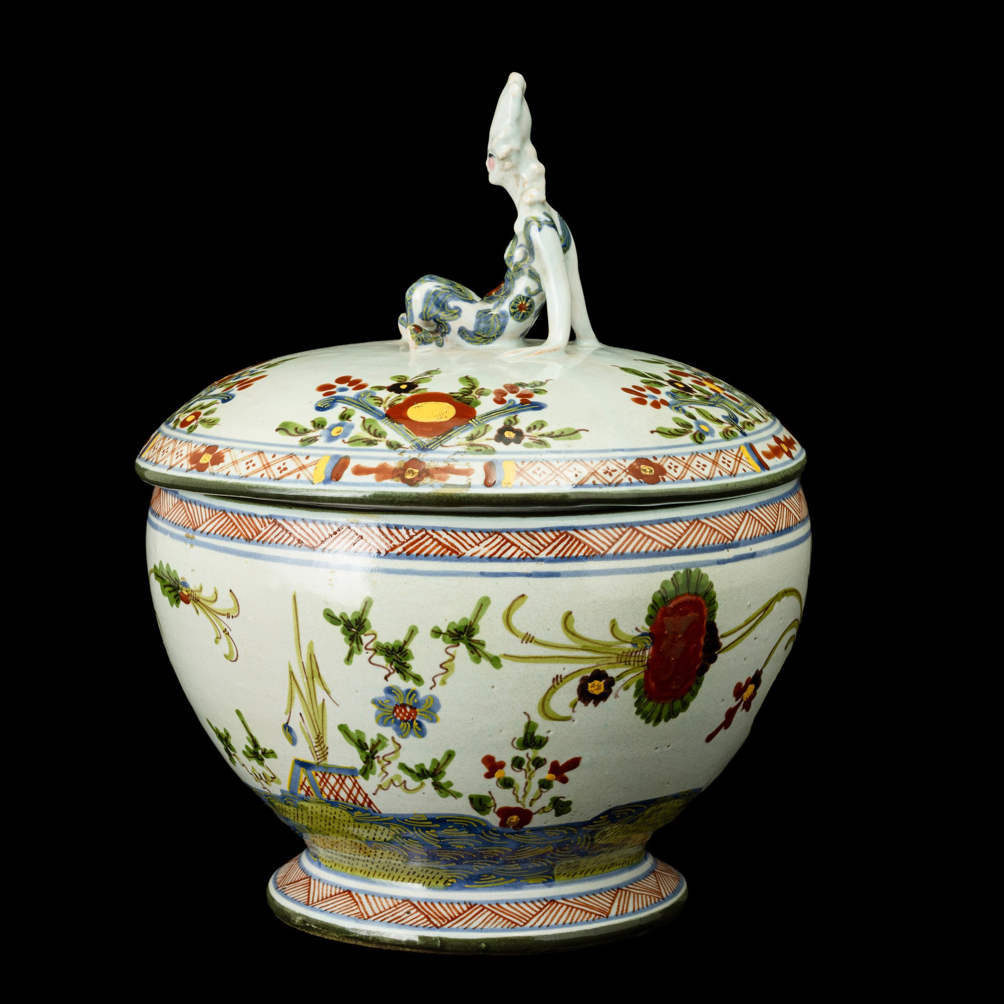 Francesco Nonni - Zuppiera con coperchio, terracotta maiolicata policroma