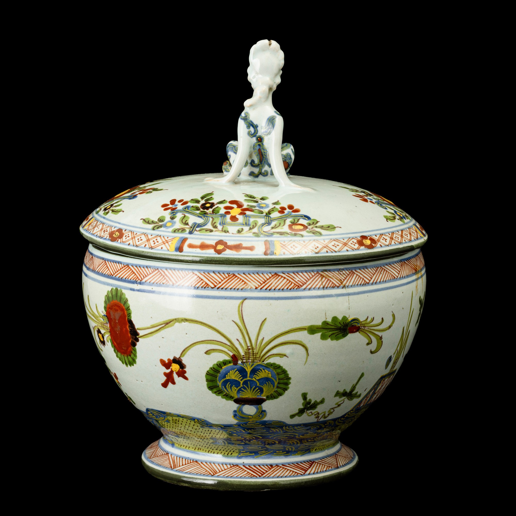 Francesco Nonni - Zuppiera con coperchio, terracotta maiolicata policroma