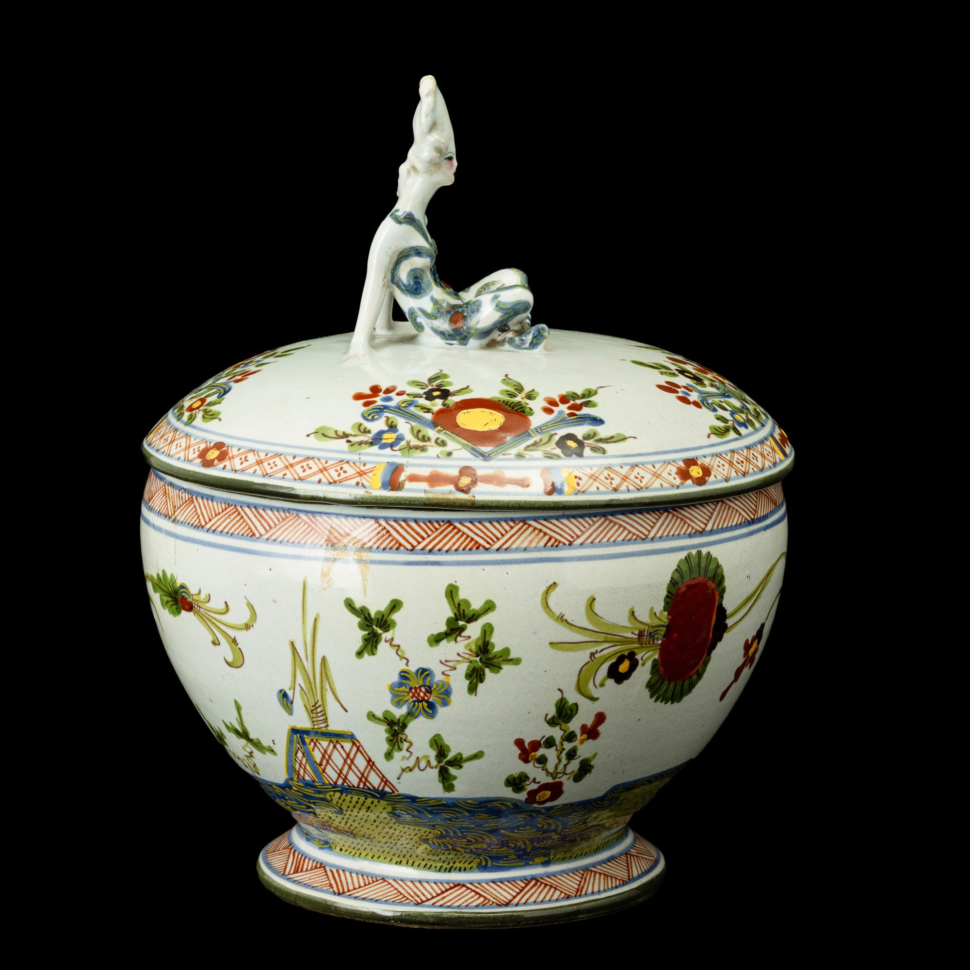 Francesco Nonni - Zuppiera con coperchio, terracotta maiolicata policroma