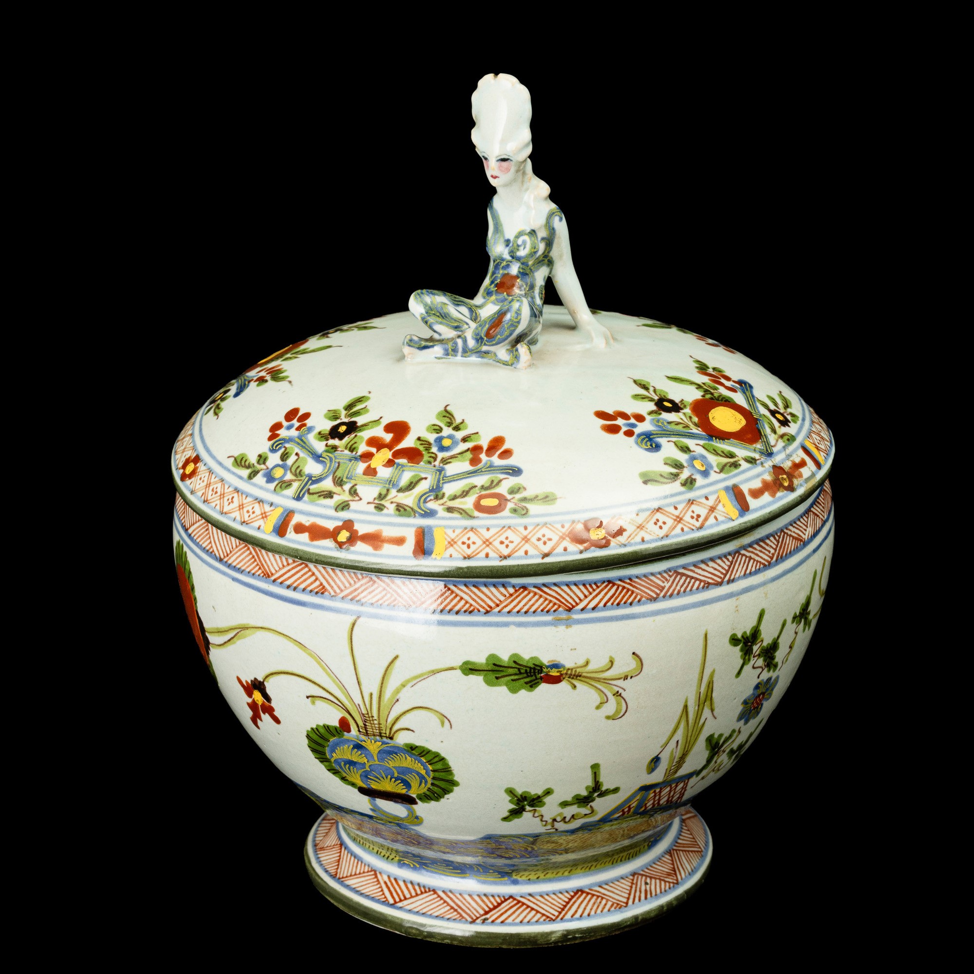 Francesco Nonni - Zuppiera con coperchio, terracotta maiolicata policroma