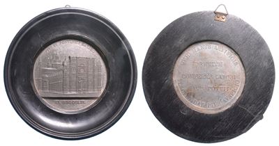 Giovanni Maria Mastai Ferretti (Pio IX), Veduta della Certosa di Pavia in medaglia in bronzo arge...