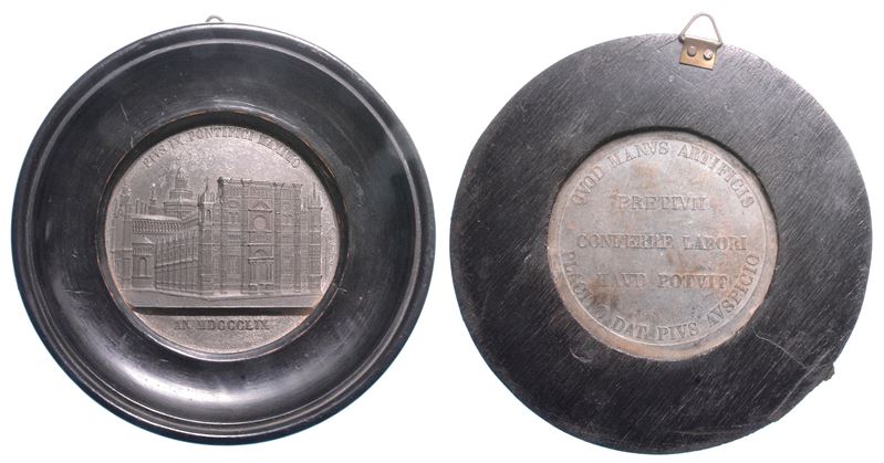 Giovanni Maria Mastai Ferretti (Pio IX), Veduta della Certosa di Pavia in medaglia in bronzo arge...