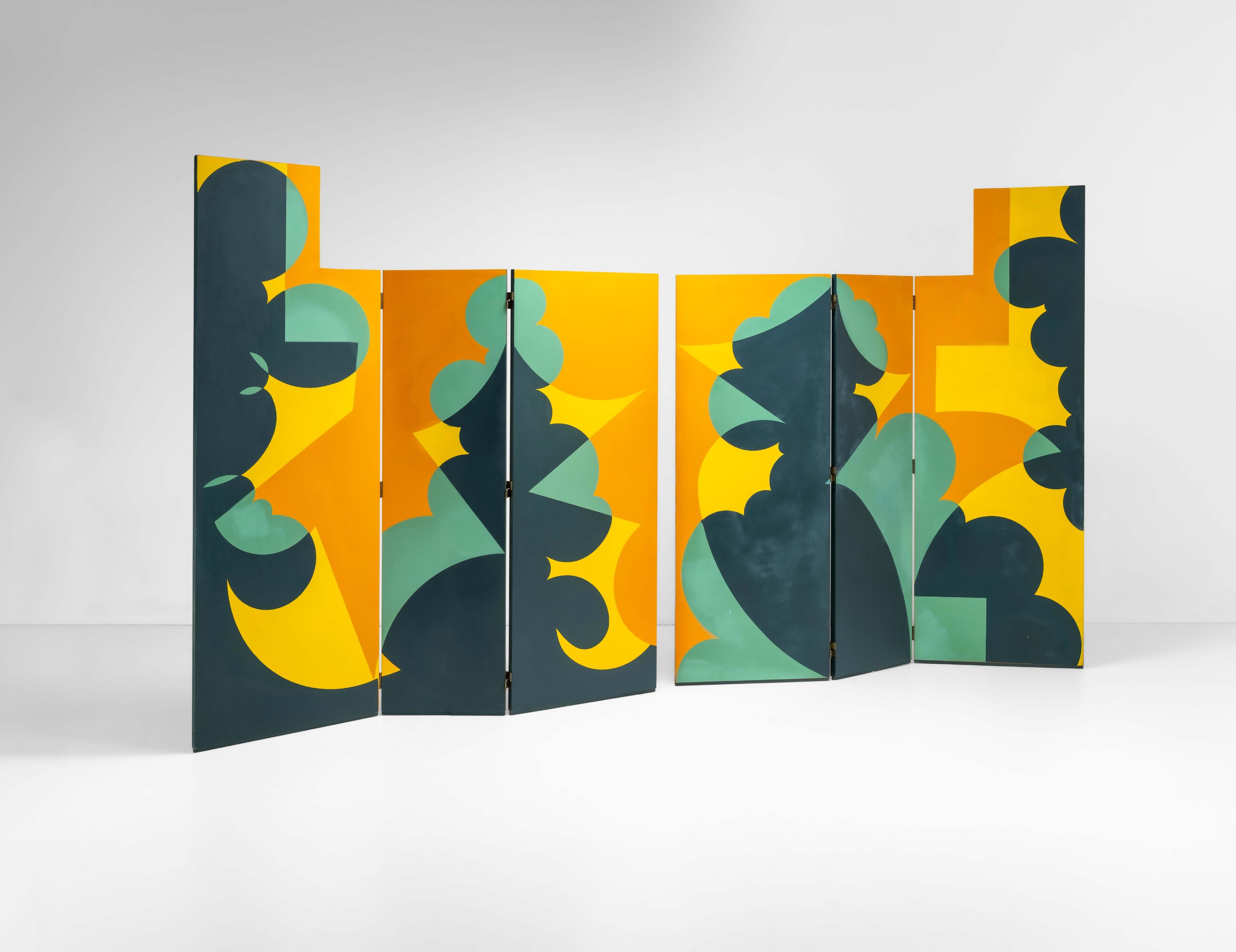 Giacomo Balla - Paravento da due elementi a tre pannelli, legno laccato dipinto a mano