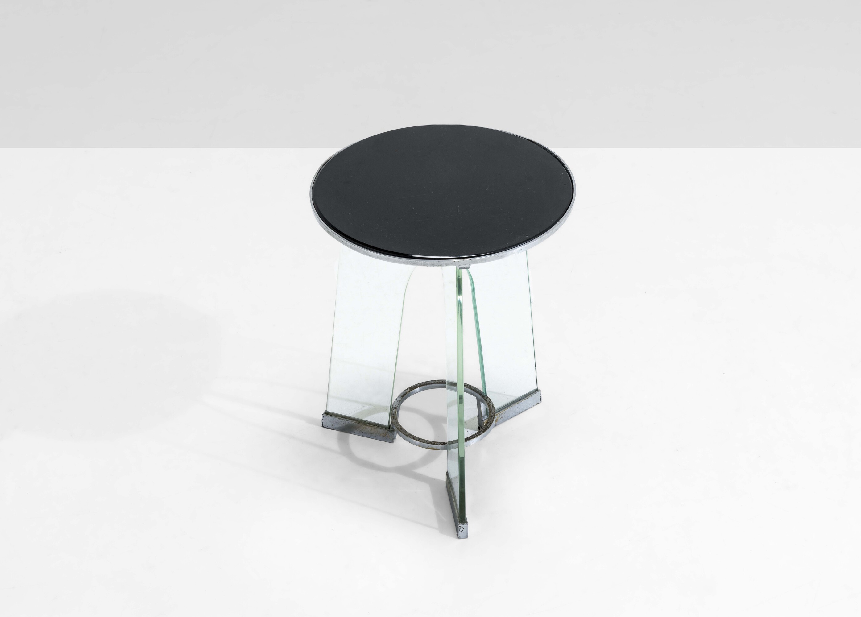 Gio Ponti - Tavolo basso in vetro temprato con piano in vetro opalino nero