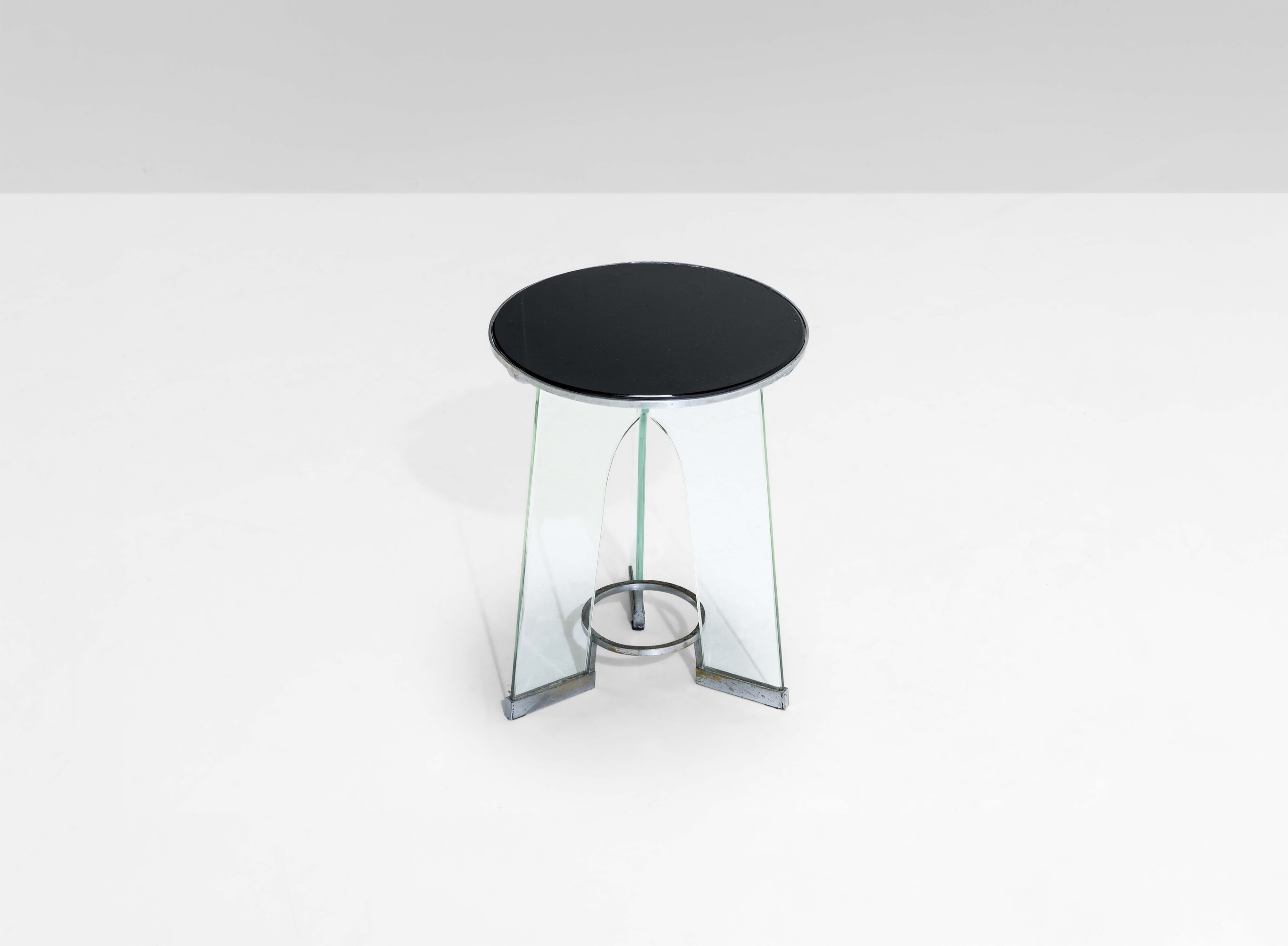 Gio Ponti - Tavolo basso in vetro temprato con piano in vetro opalino nero