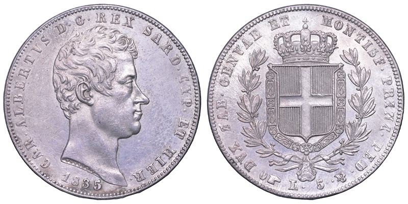 Carlo Alberto di Savoia, 5 Lire 1835 (Regno di Sardegna) — Torino