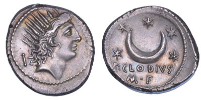 P. Clodius M. f. Turrinus, Denario romano, 42 a.C.