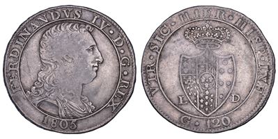 Ferdinando IV di Borbone, Piastra da 120 grana (Napoli), 1805