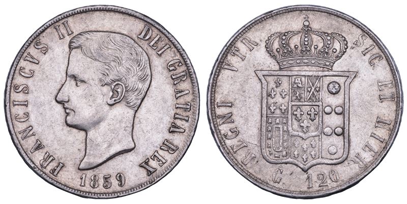 Francesco II di Borbone, Piastra da 120 Grana (Napoli), 1859