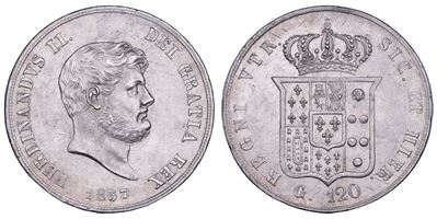 Ferdinando II di Borbone, Piastra da 120 Grana, Napoli, 1857