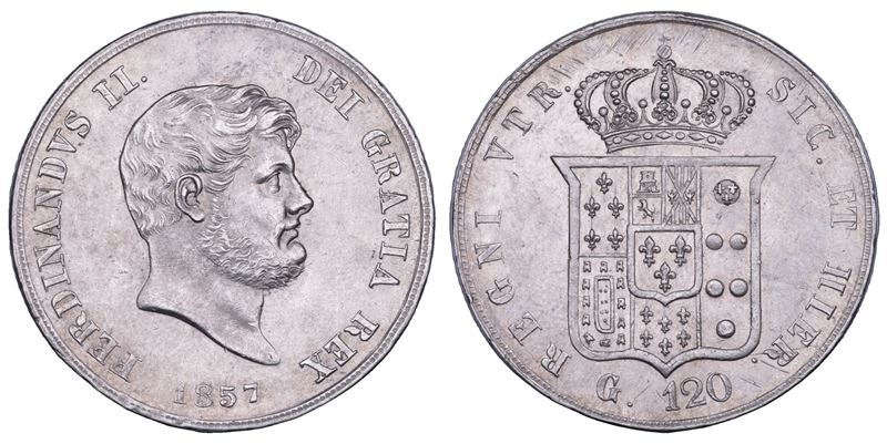 NAPOLI. FERDINANDO II DI BORBONE, 1830-1859. Piastra da 120 Grana 1857.  - Asta Numismatica - Cambi Casa d'Aste