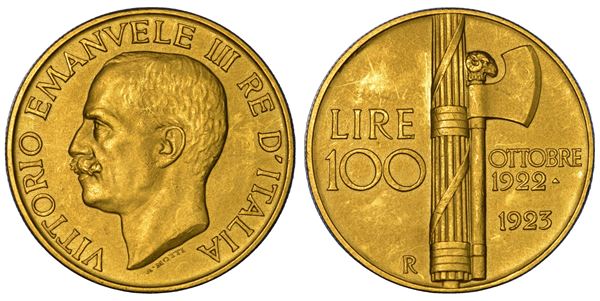 REGNO D'ITALIA. VITTORIO EMANUELE III DI SAVOIA, 1900-1946. 100 Lire 1923. Fascio.