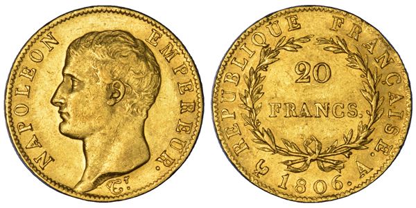 FRANCIA. NAPOLEON, 1804-1815. 20 Francs 1806. Parigi.