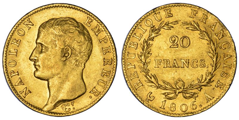 FRANCIA. NAPOLEON, 1804-1815. 20 Francs 1806. Parigi.  - Auction Numismatics - Cambi Casa d'Aste