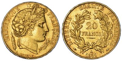 Francia, Seconda Repubblica (1848-1852) — 20 Francs 1851, Parigi (oro)
