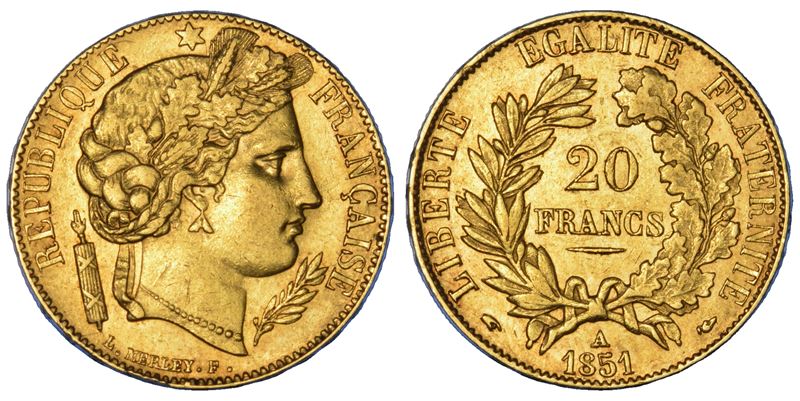 FRANCIA. DEUXIEME REPUBLIQUE, 1848-1852. 20 Francs 1851. Parigi.  - Asta Numismatica - Cambi Casa d'Aste