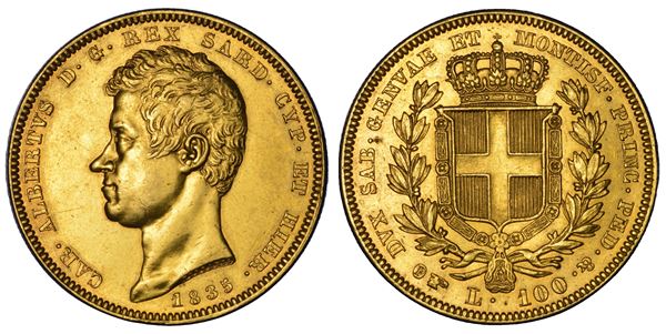 REGNO DI SARDEGNA. CARLO ALBERTO DI SAVOIA, 1831-1849. 100 Lire 1835. Torino.
