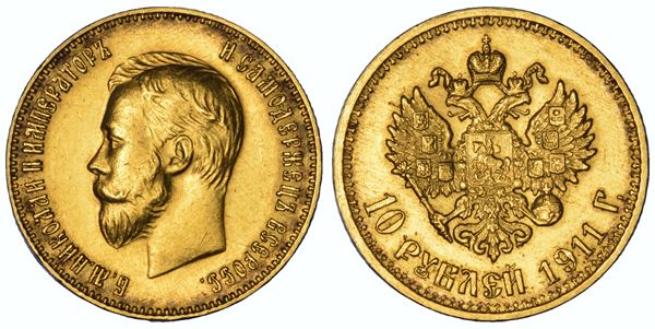 RUSSIA. NIKOLAJ II, 1894-1917. 10 Rubli 1911.