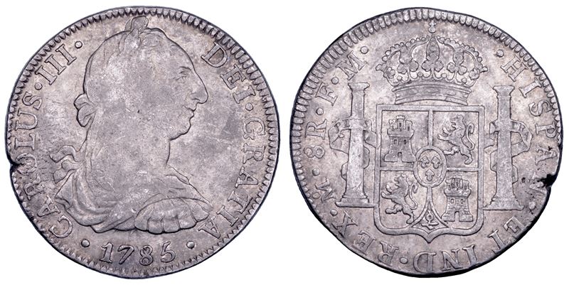 CARLOS III, 1759-1788. MESSICO. 8 Reales 1785. Città del Messico.  - Asta Numismatica - Cambi Casa d'Aste