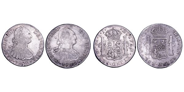CARLOS IV, 1788-1808. BOLIVIA E PERU’. Lotto di due monete.