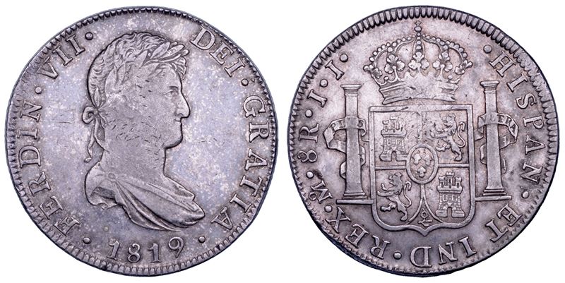 FERNANDO VII, 1808-1833. MESSICO. 8 Reales 1819. Città del Messico.  - Auction Numismatics - Cambi Casa d'Aste